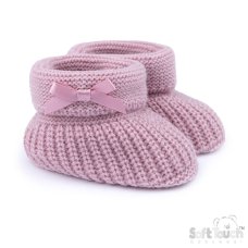 B450-DP: Dusty Pink Acrylic Bootees with Bow